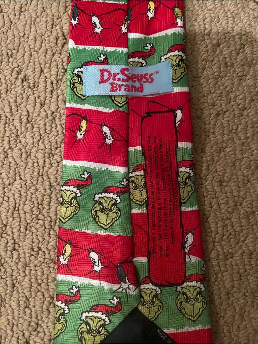 Dr. Seuss Grinch Novelty Men's Ties - Black, Yellow, Red & Green